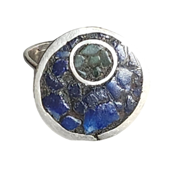 Native American Jewelry - Vtg Native American Indian Sterling Turquoise Chip Ring Size 6